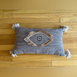 Gray and Tan Decorative 20” by 12” Lumbar Pillow with Tassels